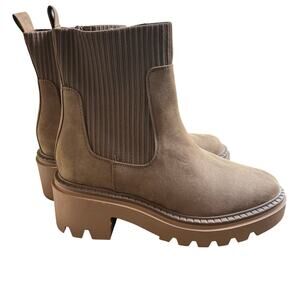 Chunky Heel Women's Kyrie Tan Ankle Sock Boots Size 11 NWOT Block Stacked Heel